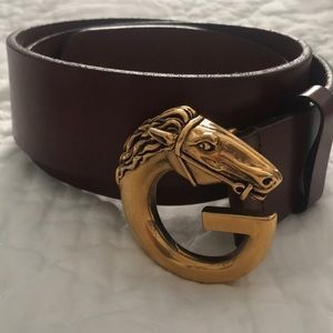 Gucci brown and gold belt